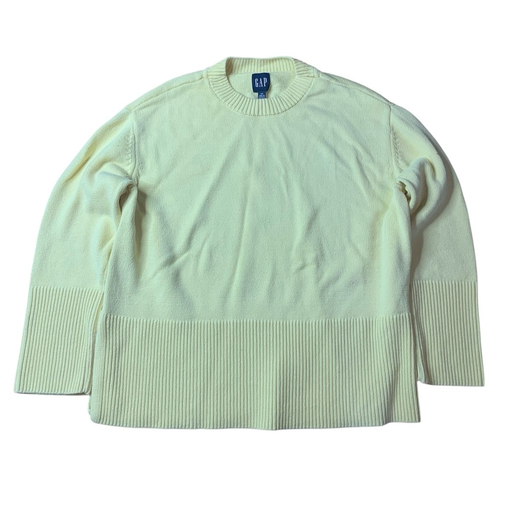GAP Vibrant Lemon Yellow 100% Cotton Shaker Knit Sweater - L